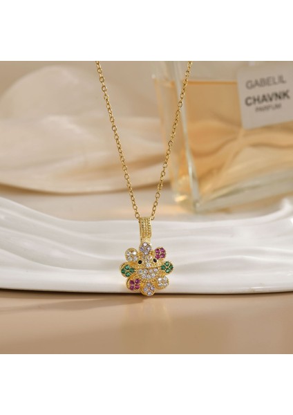 Yeni Kıdemli Işık Duygusu Mikro Set Zirkon Bakır 18 Ayar Altın Kaplama Kolye Kolye Zinciri Takı ile Kadın Moda (Yurt Dışından)