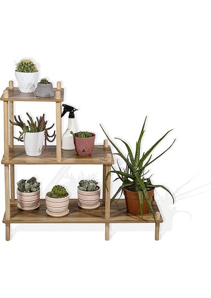 Katlı Ahşap Çiçeklik Rafı, Dekoratif Saksı Standı, Çiçeklik, Çiçek Sehpası, Çiçek Rafı, 79X72X29 Cm, Çok Amaçlı Bitki Organizatörü, Asude Home, No1 indirimleri