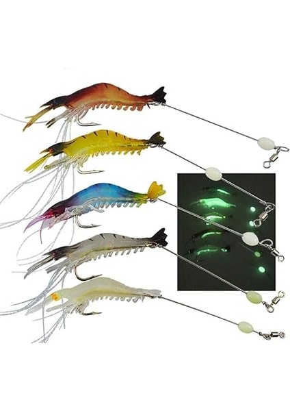 5 Adet Fosforlu Gerçekçi Silikon Karides Balık Yemi - Kutulu - 7,5cm 5,5gr fırsatları