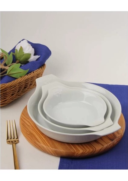 Heyf Porland Porselen Beyaz Sahan Set 21CM - 17CM - 14CM