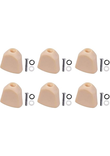 Tuş Kapağı 6 Adet Tuning Peg Caps Cilalı Tuner Key Button Cap String Knob Sap Vidalı Yıkama Parçaları Akustik ve Elektronik Gitarlar Için Sarı