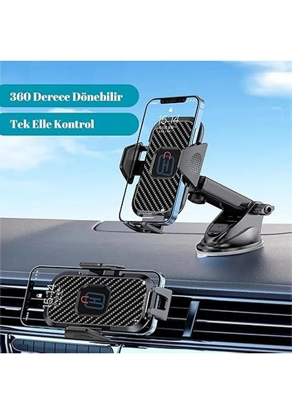 Hb-01 Otomatik Klipsli Yüksek Kalite Araba Telefon Tutucu Cam ve Torpido İçin Ayarlanabilir indirimleri