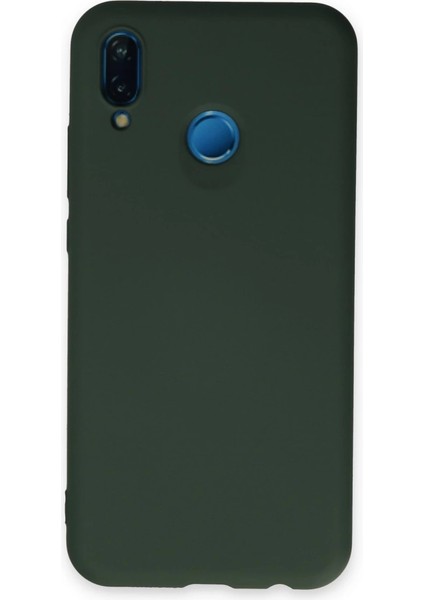 P20 Lite Kılıf Nano Içi Kadife Silikon - Koyu Yeşil