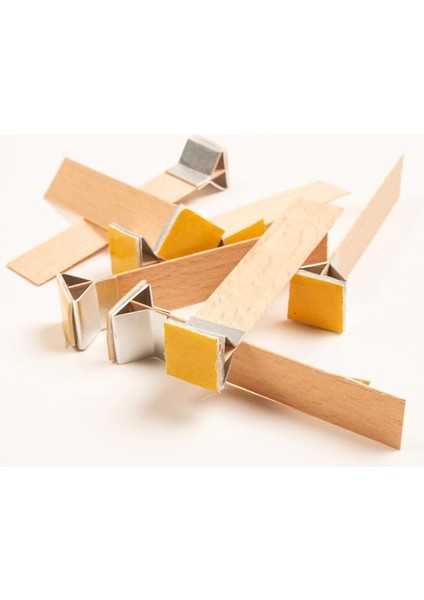 Rufus Concept Ahşap Mum Fitili Yapışkanlı Sehpa 20 Adet 75 mm x 15mm x 0,5mm Doğal Renk