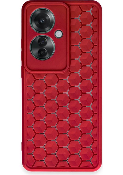 Newface Reno 11F Kılıf Petek Silikon Kapak - Kırmızı