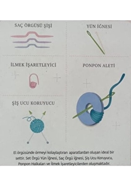 Örgü Aksesuarları Seti Renkli Plastik Malzemeden 2 Ponpon Matik ve 10 Ilmek İşaretleyici fırsatları