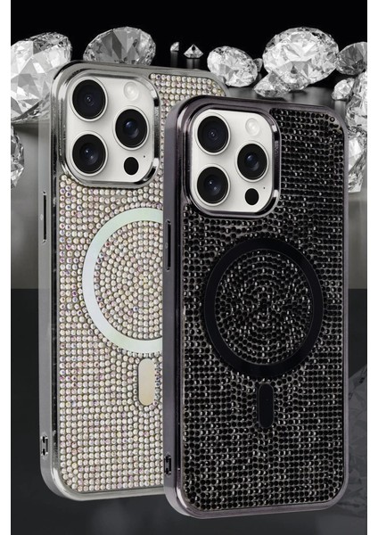 Newface Iphone 15 Kılıf Diamond Kapak - Siyah modelleri