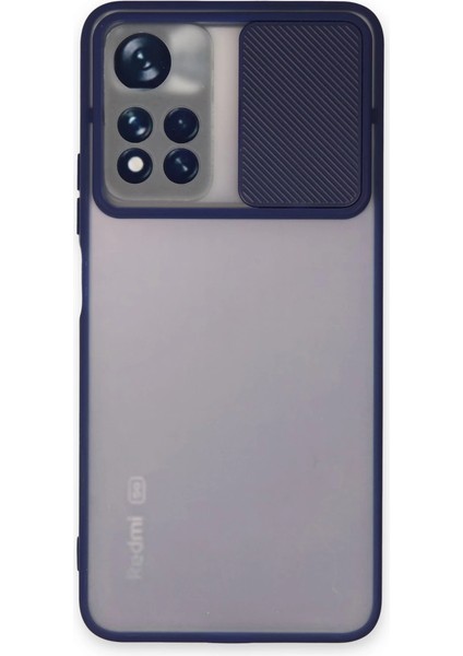 Redmi Note 11T Kılıf Palm Buzlu Kamera Sürgülü Silikon - Lacivert