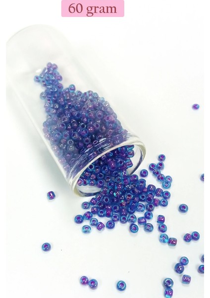 Dökme Cam Kum Boncuk (8/0) 3 mm - 60 Gram - Şeffaf Mavi - BNC190