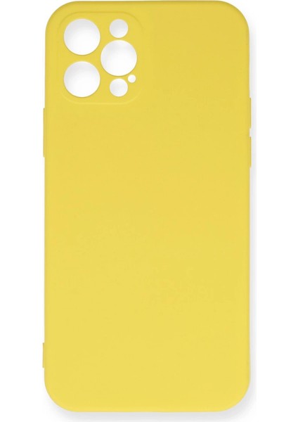 Iphone 12 Kılıf Nano Içi Kadife Silikon - Sarı