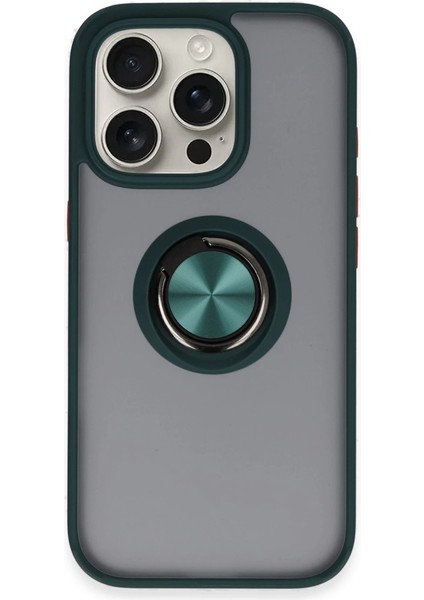 Newface Iphone 16 Kılıf Montreal Yüzüklü Silikon Kapak - Yeşil