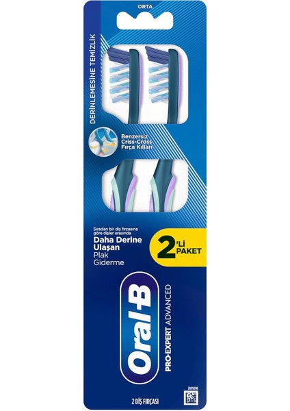 Oral-B Pro-Expert Advanced Derinlemesine Temizlik Diş Fırçası, Orta Sertlik, 2 Adet modelleri