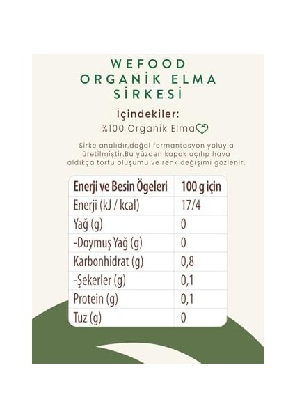 Wefood Organik Elma Sirkesi 500 ml