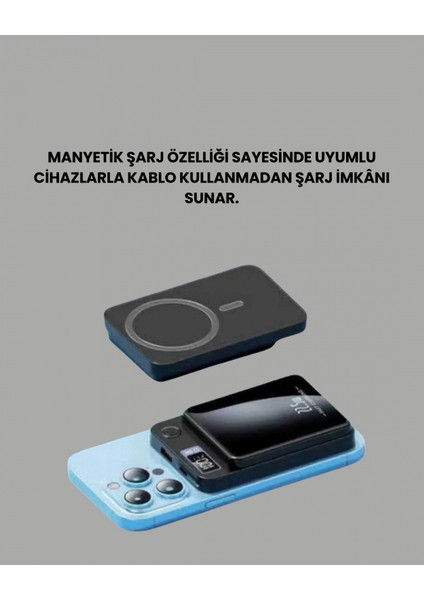 Gerçek Zamanlı Güç Göstergeli Manyetik Usb-C Taşınabilir Powerbank fiyatları