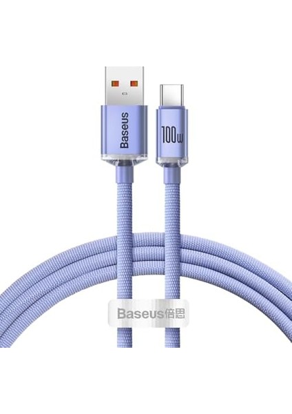 Crystal 100W Type-C To Type-C Kablo – 1.2 Metre, Mor Renk, Hızlı Şarj ve Veri Transferi, Örgülü Dayanıklı Tasarım, Usb-C Power Delivery Uyumluluğu modelleri