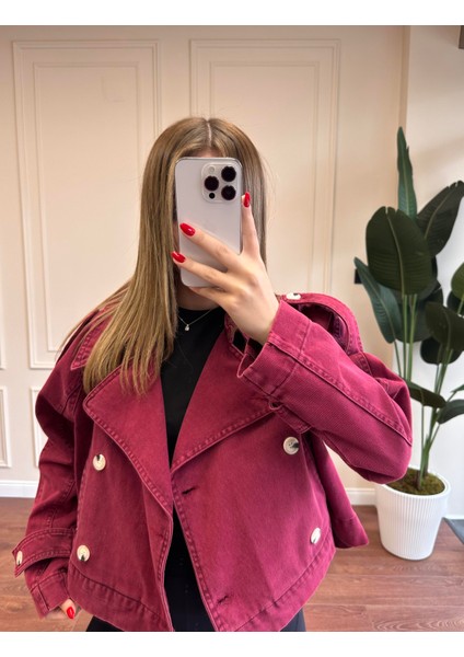 Kruvaze Kot Ceket - Bordo fiyatları