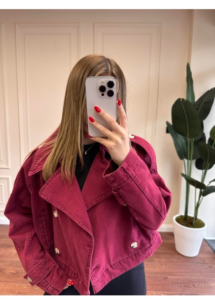 Kruvaze Kot Ceket - Bordo modelleri