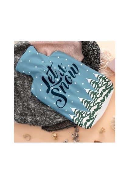 Bırak Kar Yağsın Mesajlı Sıcak Su Torbası - Tasarım Kılıflı Termofor - El Ayak Isıtıcı