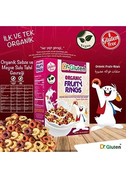 Dr. Gluten Organik Glutensiz Sebze ve Meyve Sulu Halka Tahıl Gevreği