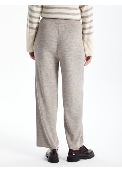 Yeni Sezon Beli Lastikli Düz Geniş Paça Kadın Triko Pantolon fırsatları