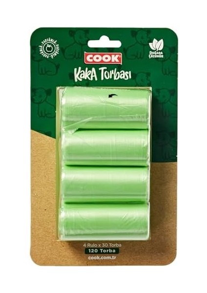 Cook Kaka Torbası Yedeği 30'lu Rulo 4'lü (Blister'li)