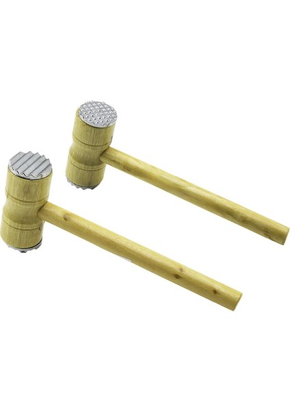 Metal Çift Başlı Ahşap Saplı Tokmak - Et Dövecek Tokmak= 4.3 x 10CM Saplı=25.5cm (4940)
