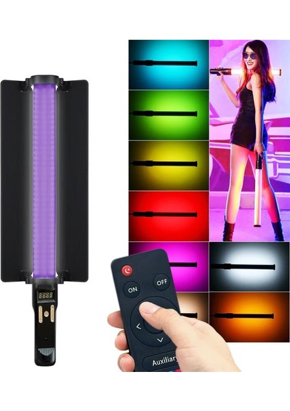 Uzaktan Kumandalı Rgb LED Çubuk Fotoğraf ve Video Çekimi Twitch Yayıncı Işık Youtuber Canlı Yayın Dekoratif Aydınlatma CVR-CA97