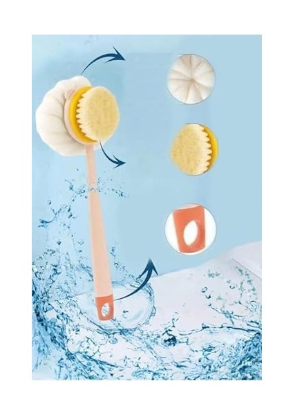 Busstier Uzun Saplı Çift Taraflı Duş Fırçası Kıl ve Lifli Masaj Etkili Vücut Temizleme Peeling Fırçası Sırt ve Cilt Bakımı Için fiyatları