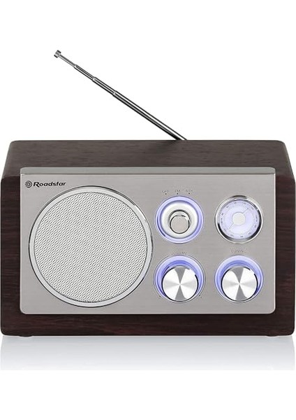 HRA-1245 Retro-Radyo Ukw ve Mw Tuner (Teleskop-Anten, Pil ile Çalışabilir), Kahverengi/gümüş modelleri