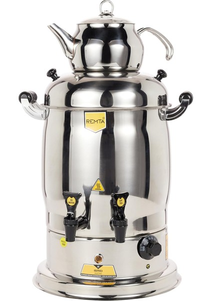 R27 Maksi Çift Demlikli Çay Semaveri, 16LT, Paslanmaz Çelik