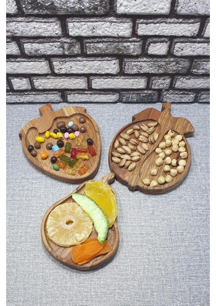 Ahşap Elma Çilek Kay?n Çerezlik-Kahvaltılık ve Servis- Sunum Taba?? KZ1046