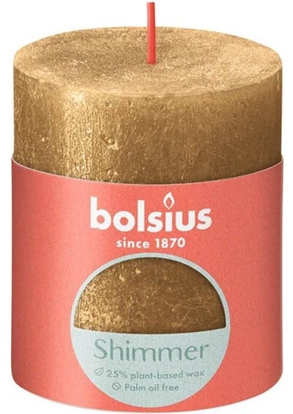 Blok Sütun Mum - - Parıltılı - 35 Saat Uzun Yanma Süresi - Ev Mumları - Iç Dekorasyon - Kokusuz - Vegan Mum - Yağı Yok - 80 x 68 mm