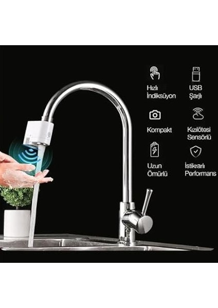 Şarjlı Tam Otomatik Akıllı Sensörlü Musluk Başlığı Su Tasarruflu Musluk Başlığı Hareket Algılama Sensörlü Musluk fiyatları