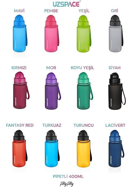 Pipetli 400 ml Tritan Çocuk Su Matarası Fiftyfifty modelleri