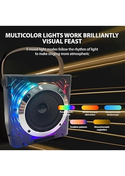 2 Kablosuz Mikrofonlu Karaoke Makinesi Bt Mikrofon ve Hoparlör Rgb Işık Efektli Ktv Seti El Mikrofonu Hafif Taşınabilir Karaoke Sistemi Doğum Günü Ev Partisi Dış Mekan Leri modelleri