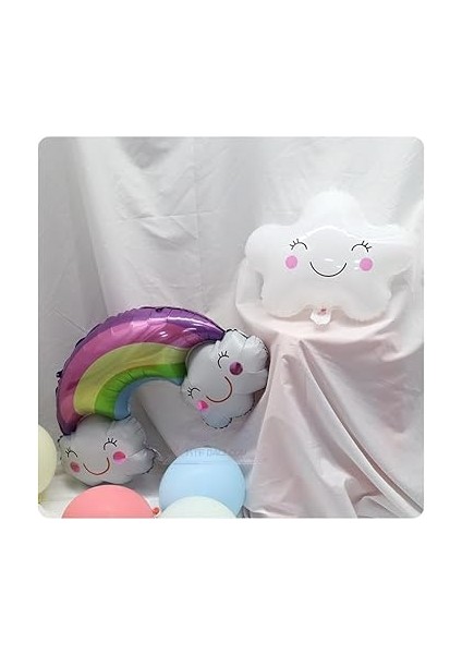 Yaş Gökkuşağı Bulut Konsepti Doğum Günü Parti Kutlama Seti Renkli 3 Yaş Temalı Eğlenceli Set fiyatları