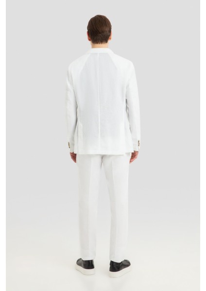 Beyaz Slim Fit Keten Erkek Takım Elbise Yazlık Şık Model modelleri