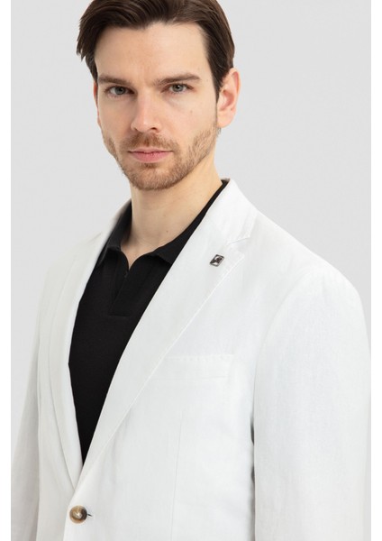 Beyaz Slim Fit Keten Erkek Takım Elbise Yazlık Şık Model fırsatları