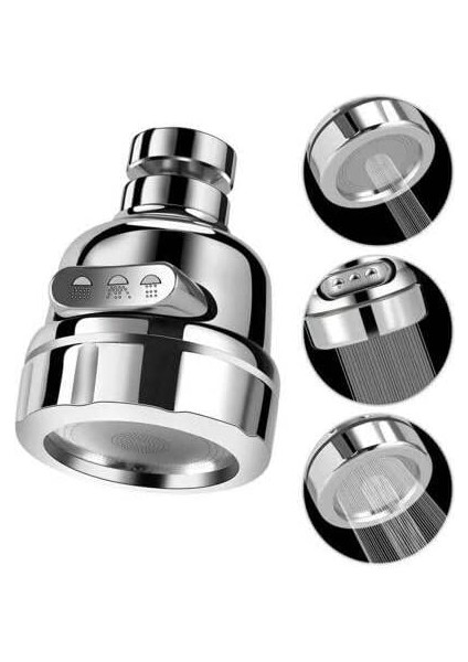 Krom Tasarruflu Oynar Başlık 3 Fonksiyonlu Musluk Başlığı Rahat ve Kolay Kullanım