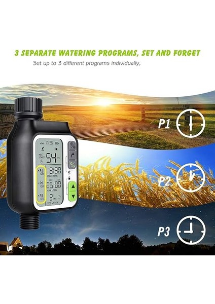 Sulama Programlayıcı, Otomatik Sulama Zamanlayıcısı, 3 Ayrı Sulama Sistemi, Otomatik Yağmur Sensörü, Çocuklar Için Kilitleme Modu fiyatları