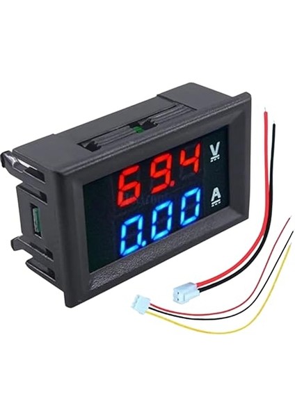 DC 0-100V 10A Dual Voltmetre Ampermetre Kırmızı-Mavi Ölçer Hobi ve Maker Projeleri İçin Uygun