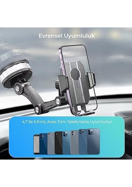 Vakumlu 360° Dönebilen Araç İçi Telefon Tutucu ABS+PVC+PU ile 60-105mm Uyumlu Tüm Telefonlar için indirimleri