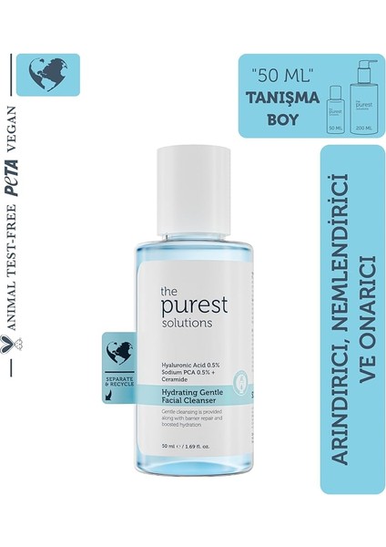 Purest Solutions Kuru ve Karma Ciltler Için Nemlendirici ve Bariyer Onarıcı Hyalüronik Asit Yüz Temizleme Jeli, Seyahat Boy 50 ml fiyatları
