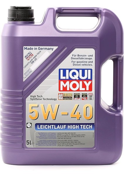 Moly Leichtlauf High Tech 5W-40 5 L Otomotiv Bakım Ürünü