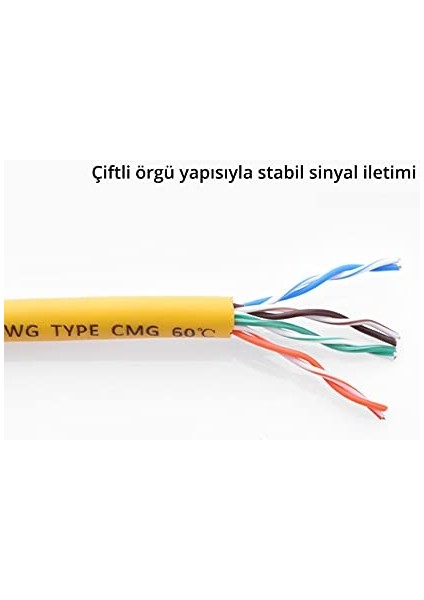 CAT5E Ethernet Kablosu, 1 Metre, Sarı indirimleri