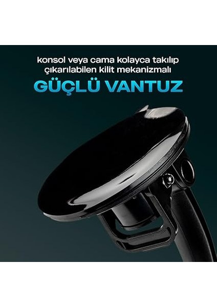 Cep Telefon ve Tablet Tutucu Profesyonel Stand 360 Derece Dönebilen Güçlü Vantuz ile Araç İçi Kullanım fırsatları