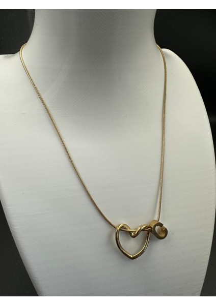 Altın Renk Kalp ve C Harfi Detaylı Çelik Kolye fiyatları