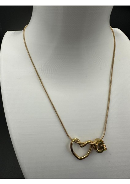 Altın Renk Kalp ve G Harfi Detaylı Çelik Kolye fiyatları