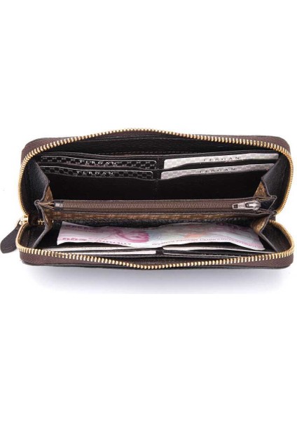 Kahve Hakiki Deri Kadın Cüzdan - S1CB00005734-A42