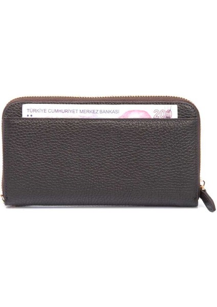 Kahve Hakiki Deri Kadın Cüzdan - S1CB00005734-A42